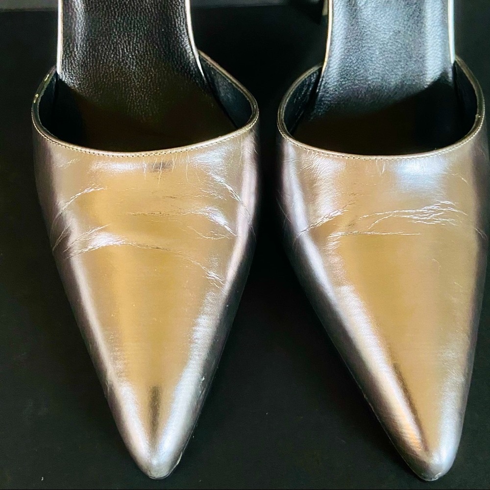 Gucci silver leather heels  ankle straps 37.5 - Picture 6 of 16